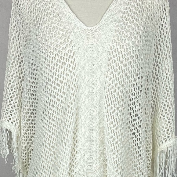 Breezy Knit Fringe Trim Poncho Swimsuit Coverup - Picture 10 of 10